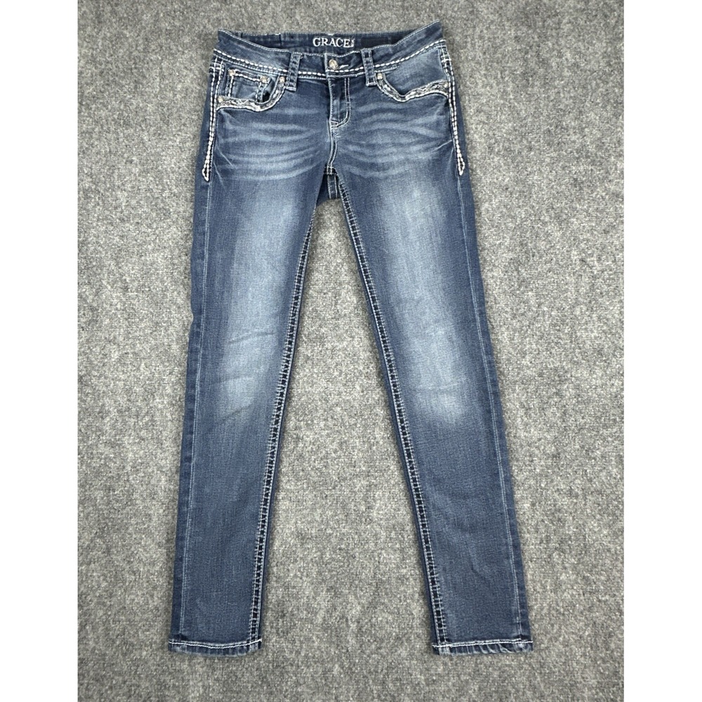 GRACE In LA Jeans Women's Size 27 Medium Wash Skinny Embellished Denim